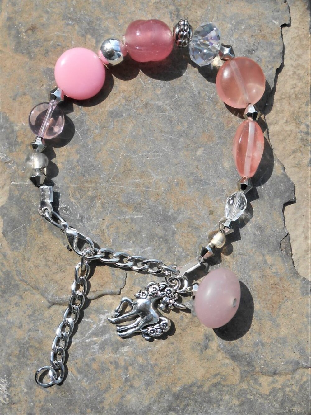 No.3 Handmade jewelery set : earrings ans bracelet with unicorn charm
